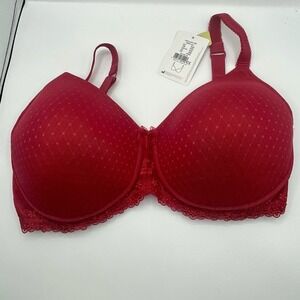 Amoena Lara Lace Post Masectomy Wire free Bra 0952 40D Red Polka Dot Soft Cup